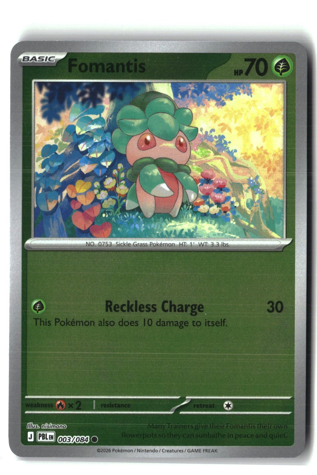 Fomantis Reverse Holofoil NM (Pitch Black 003/084)