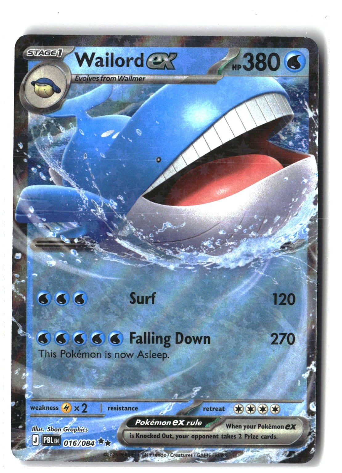 Wailord ex Holofoil NM (Pitch Black 016/084)