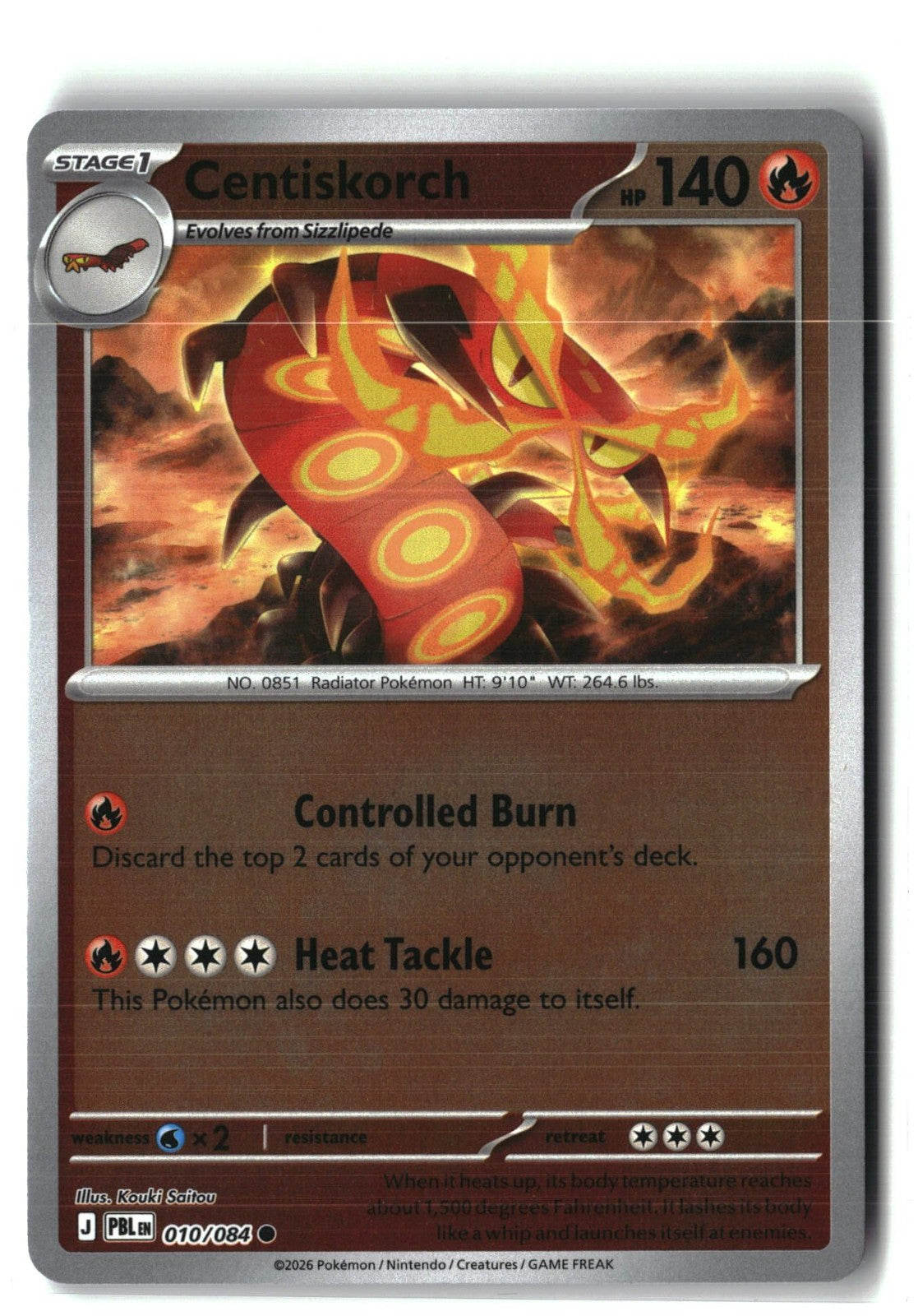 Centiskorch Reverse Holofoil NM (Pitch Black 010/084)