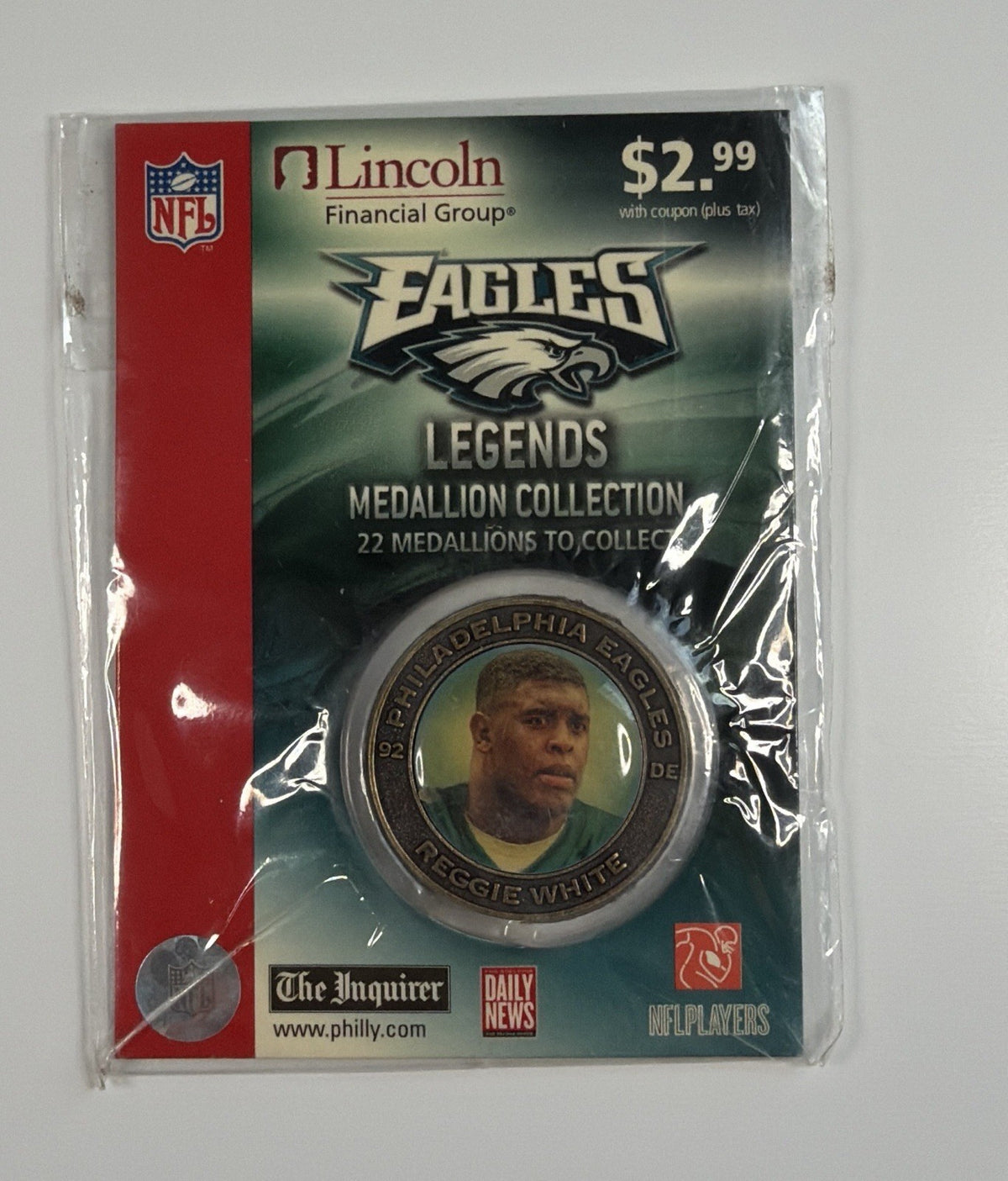 Philadelphia Eagles Legends Reggie White Coin NFL Football 2006 Sealed