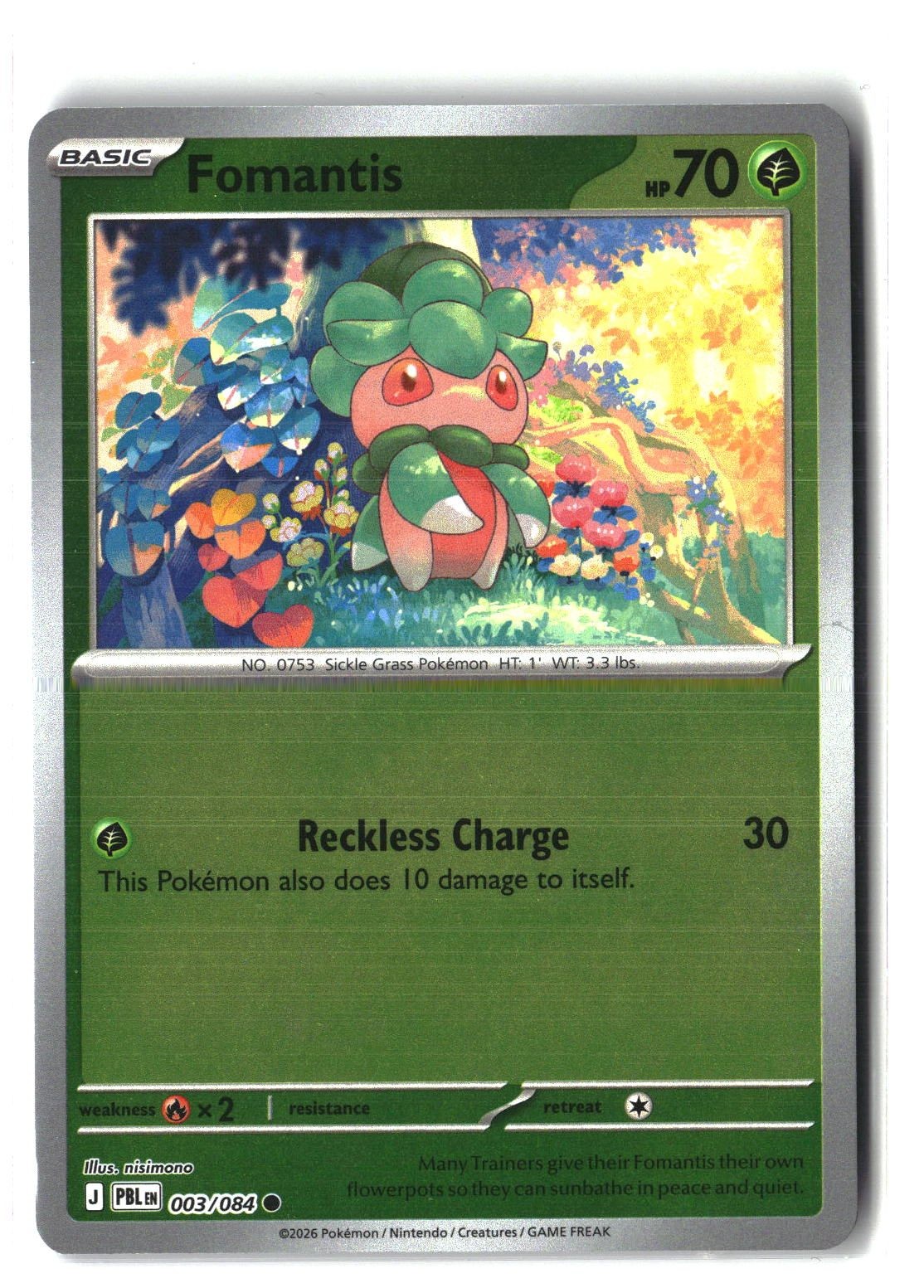 Fomantis Reverse Holofoil NM (Pitch Black 003/084)