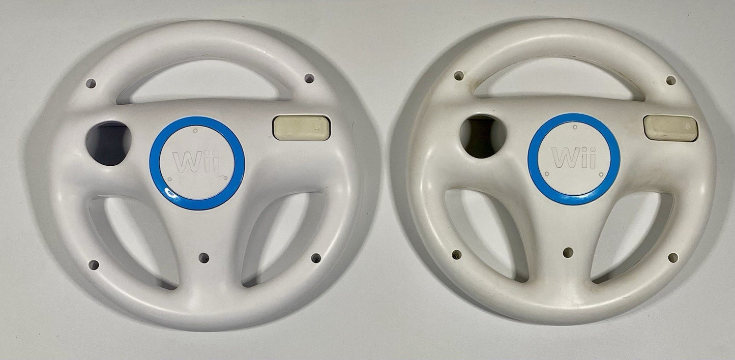 2X Official Nintendo Wii Steering Wheel Mario Kart OEM White RVL-024 Lot of 2