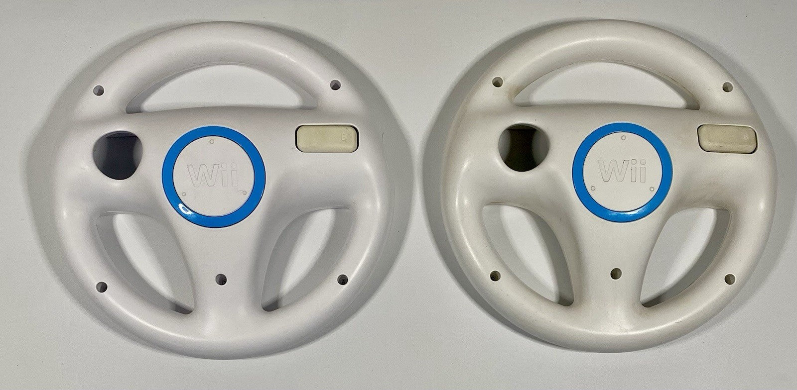 2X Official Nintendo Wii Steering Wheel Mario Kart OEM White RVL-024 Lot of 2