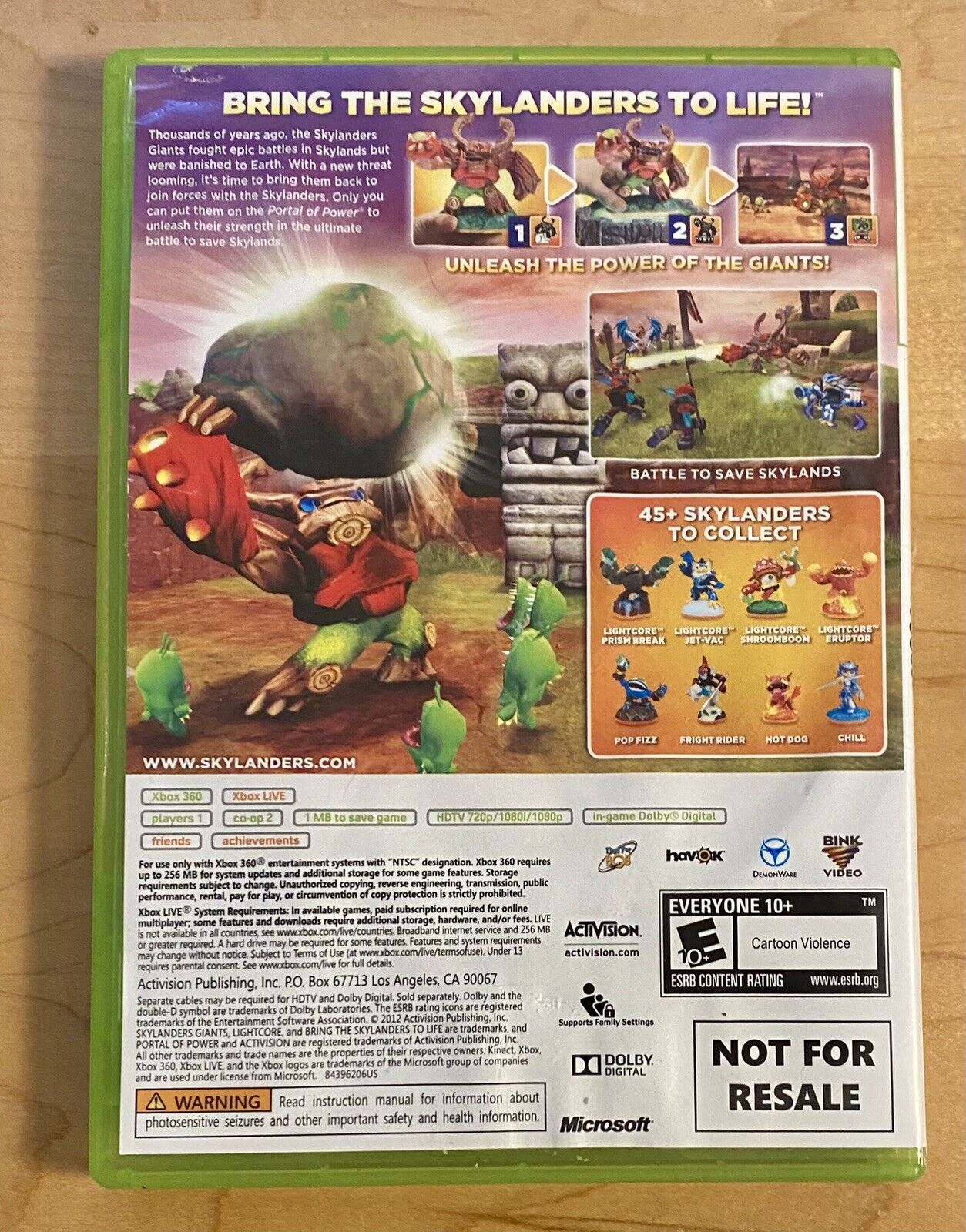 Skylanders Giants (Microsoft Xbox 360, 2012) Complete With Insert, Tested