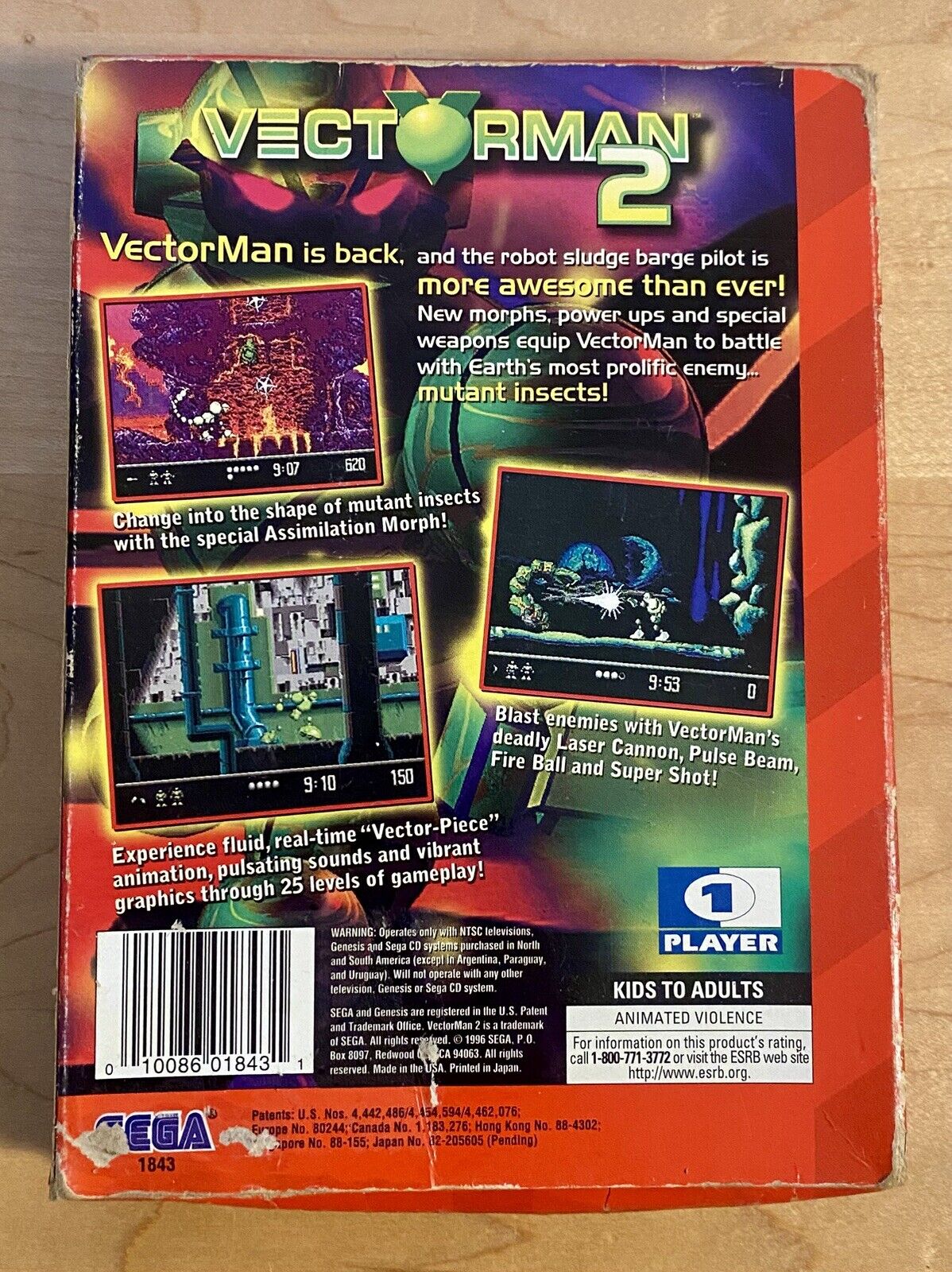 Vectorman 2 (SEGA Genesis, 1996) In Box, No Manual, Authentic, Tested, & Works