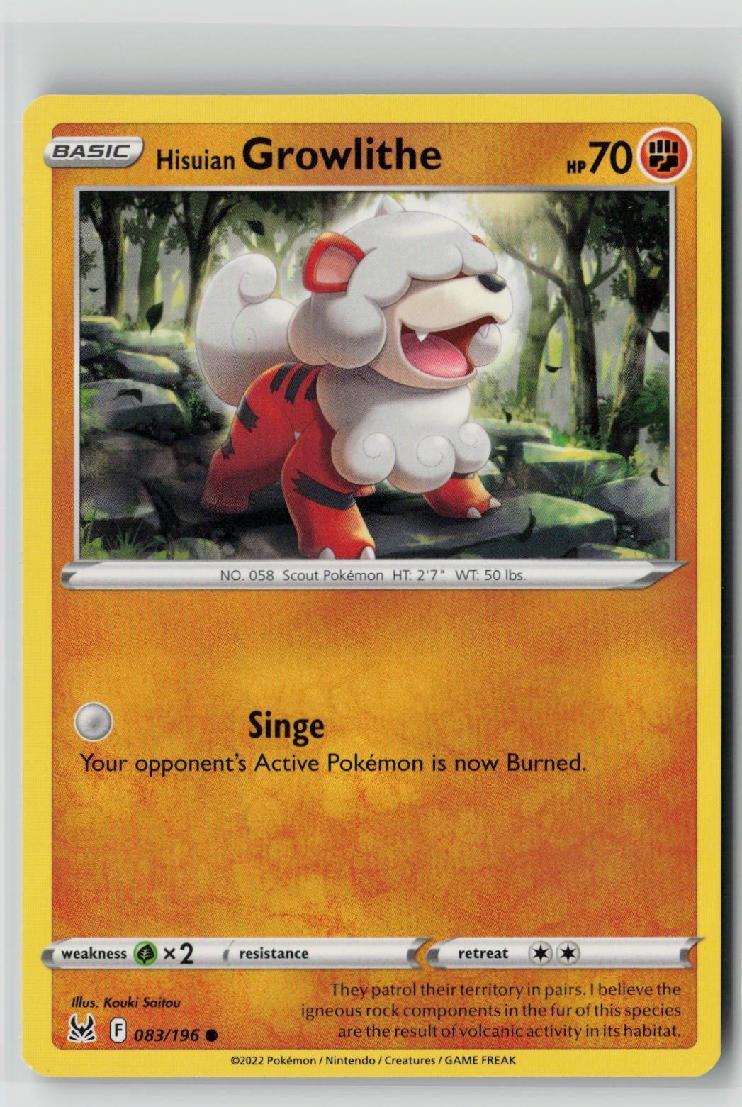 Hisuian Growlithe (SWSH11: Lost Origin 083/196) NM