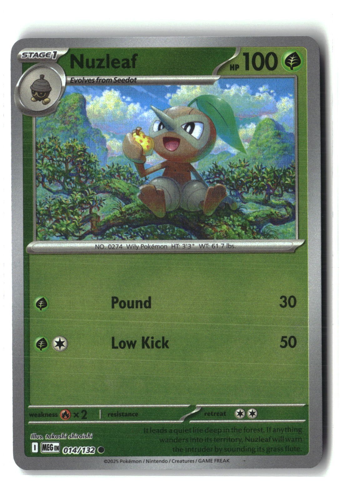 Nuzleaf Reverse Holofoil NM (Mega Evolution 014/132)