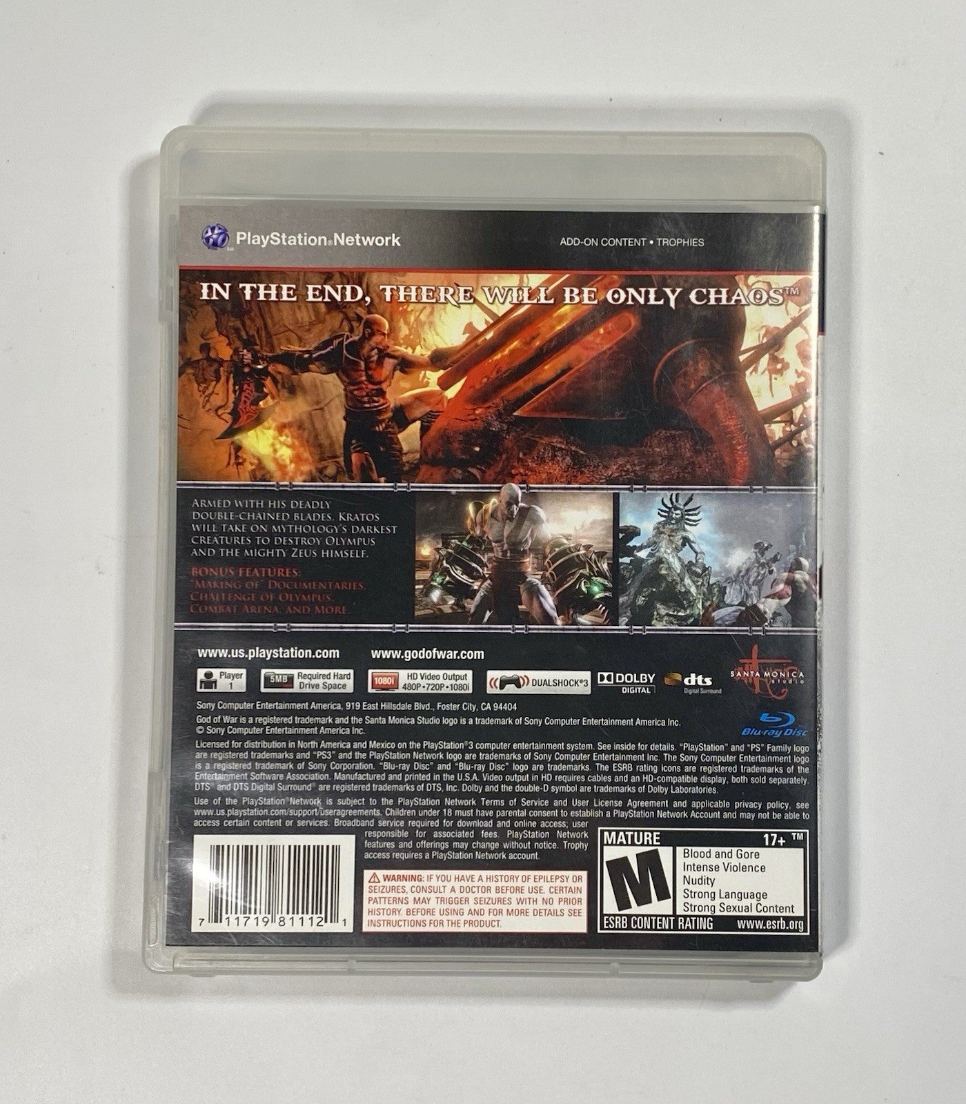 God Of War III 3 (Sony PlayStation 3, 2010) CIB Complete With Manual, Tested