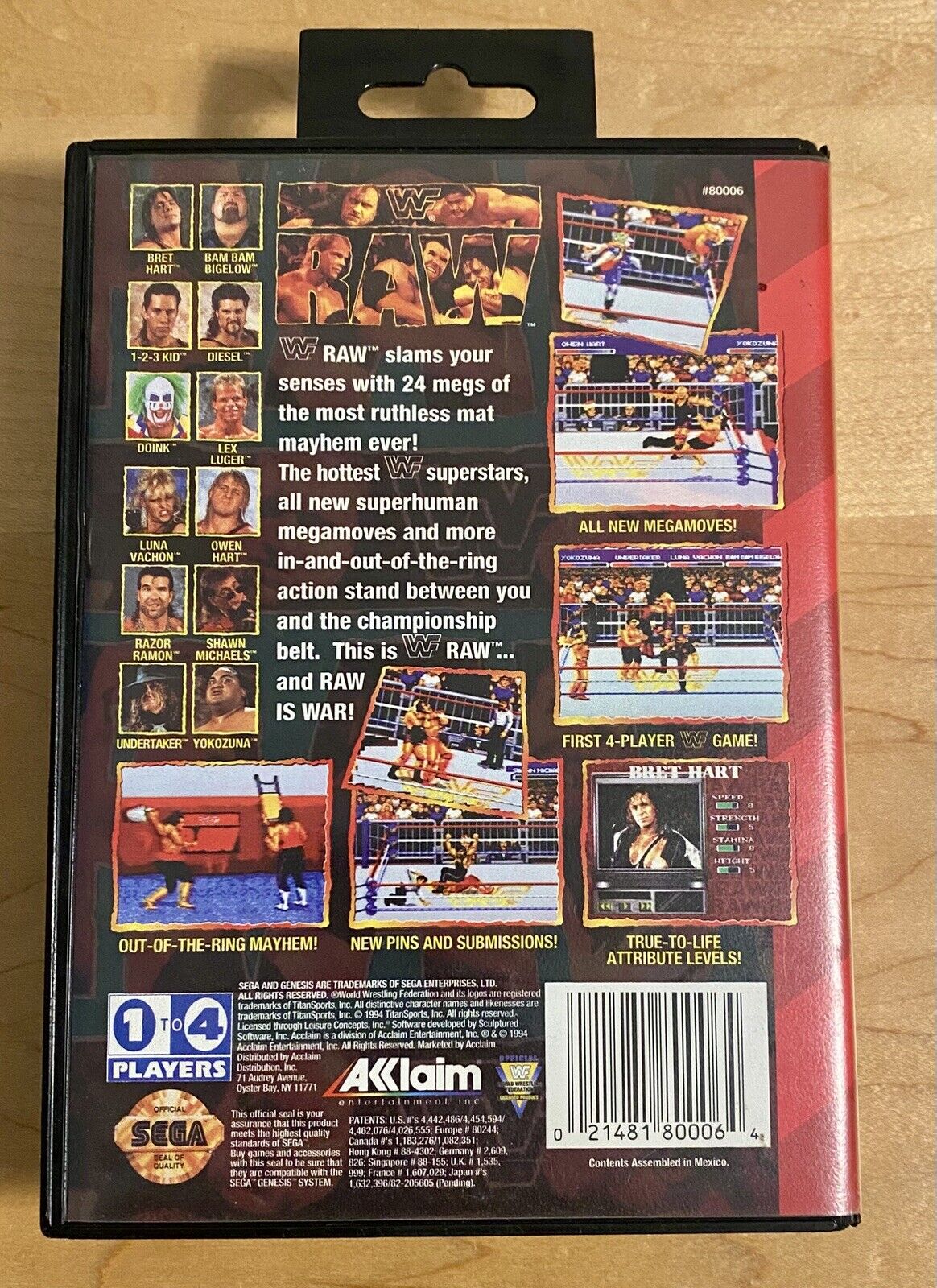 WWF Raw (Sega Genesis, 1994) CIB W/ Manual, Authentic, Cleaned, & Tested