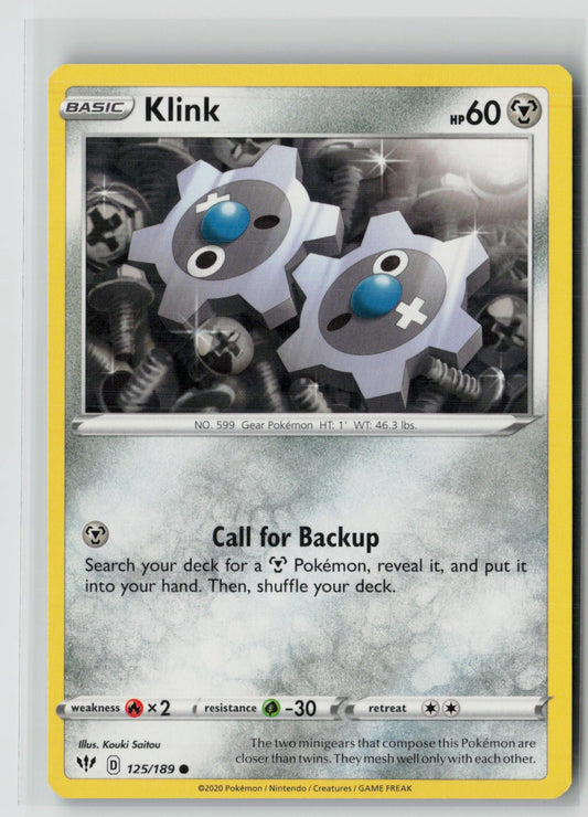Klink (SWSH03: Darkness Ablaze 125/189) NM