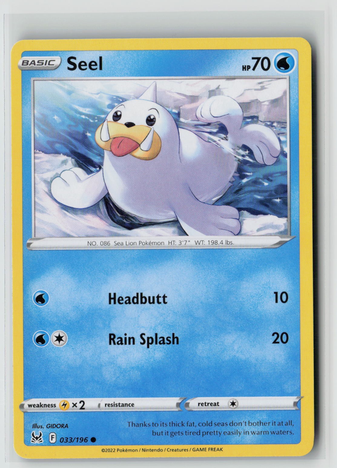 Seel (SWSH11: Lost Origin 033/196) NM