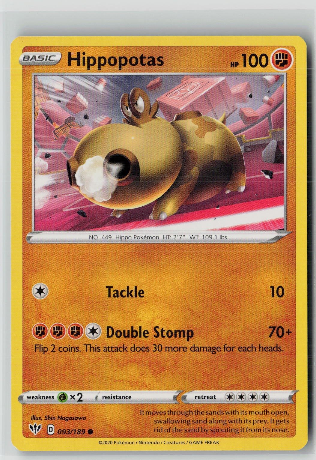 Hippopotas (SWSH03: Darkness Ablaze 093/189) NM