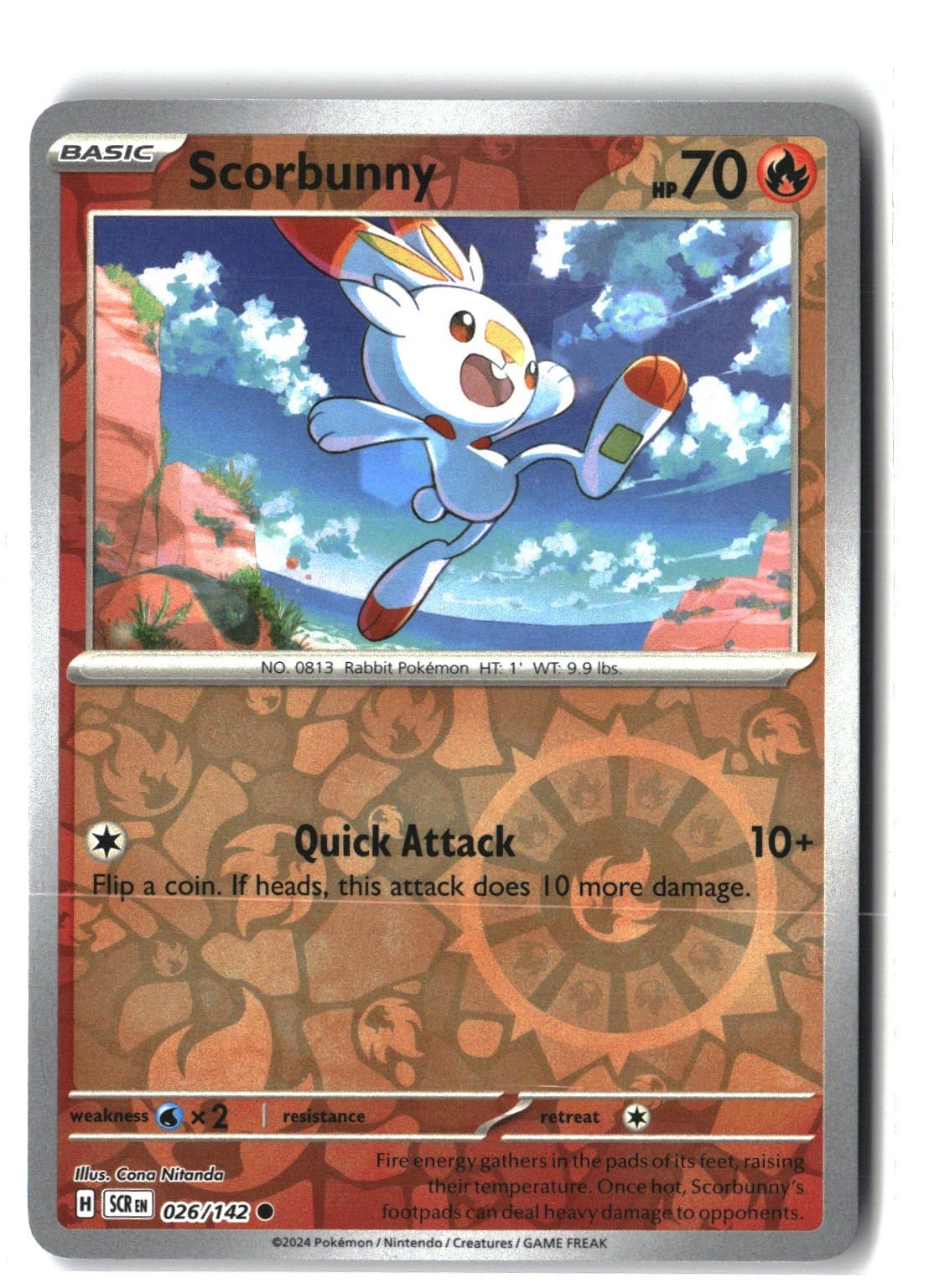 Scorbunny Reverse Holofoil NM (Stellar Crown 026/142)