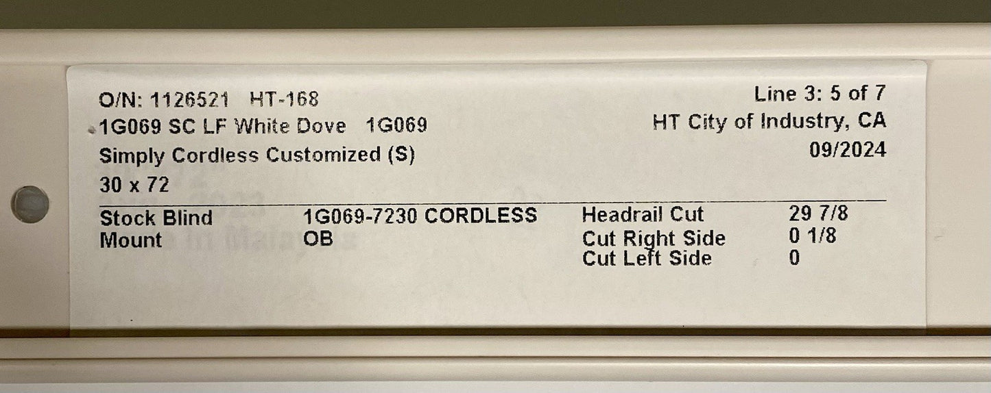 Simply Cordless Customized (S) 30 X 72 Blinds