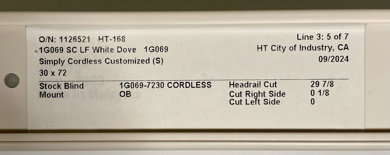 Simply Cordless Customized (S) 30 X 72 Blinds
