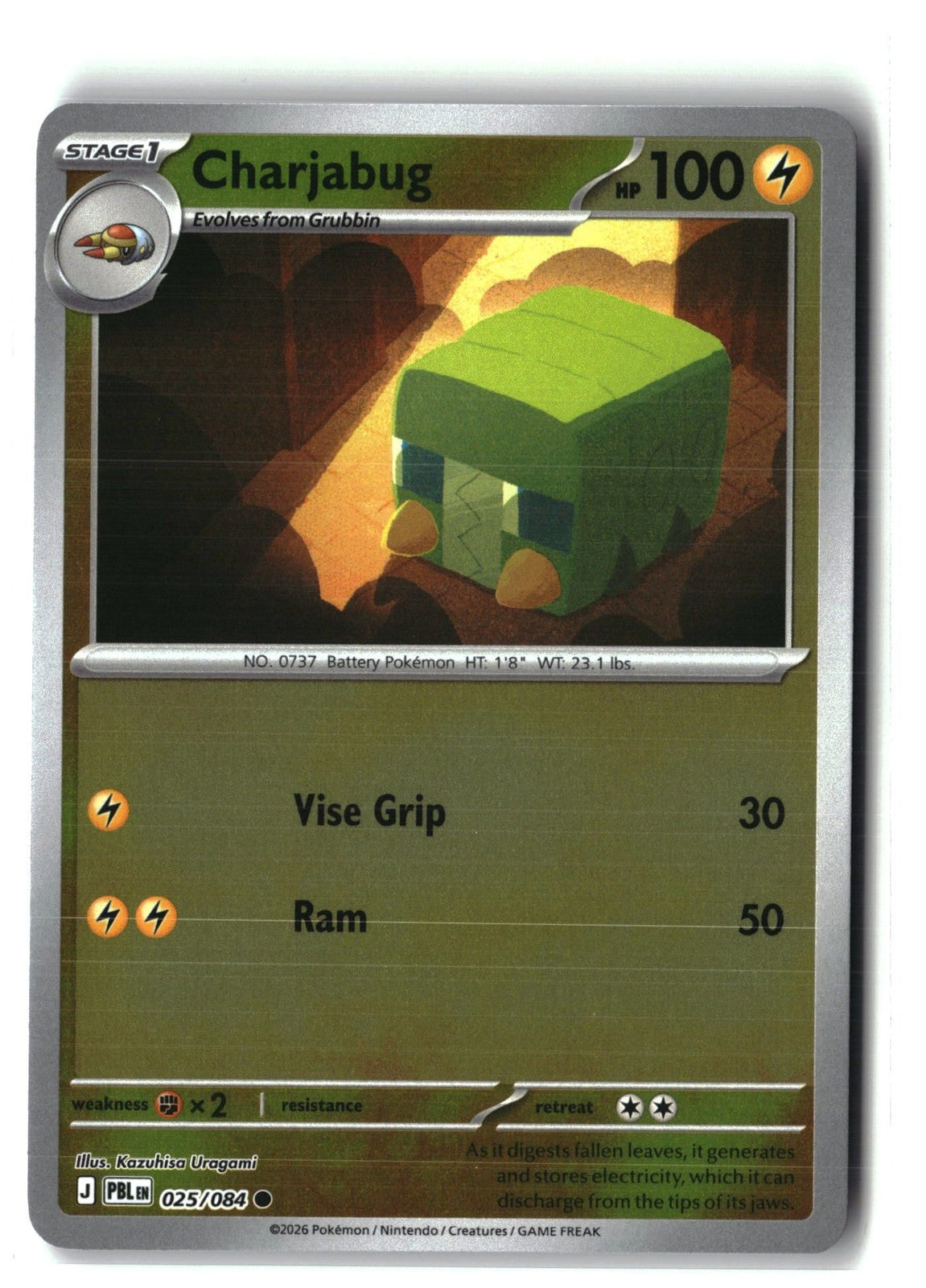 Charjabug Reverse Holofoil NM (Pitch Black 025/084)
