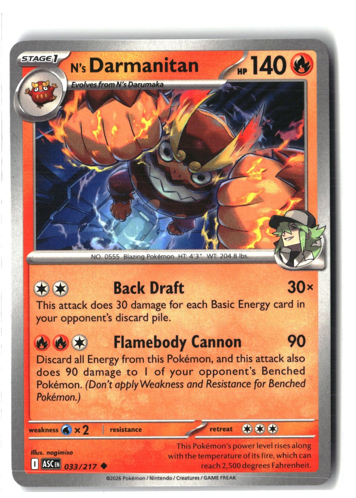 N's Darmanitan (ME: Ascended Heroes 033/217) NM