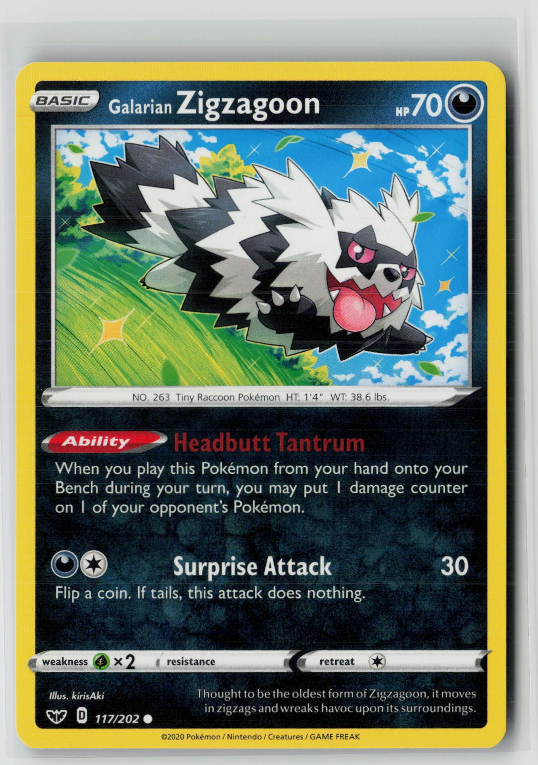 Galarian Zigzagoon (SWSH01: Sword & Shield Base Set 117/202) NM