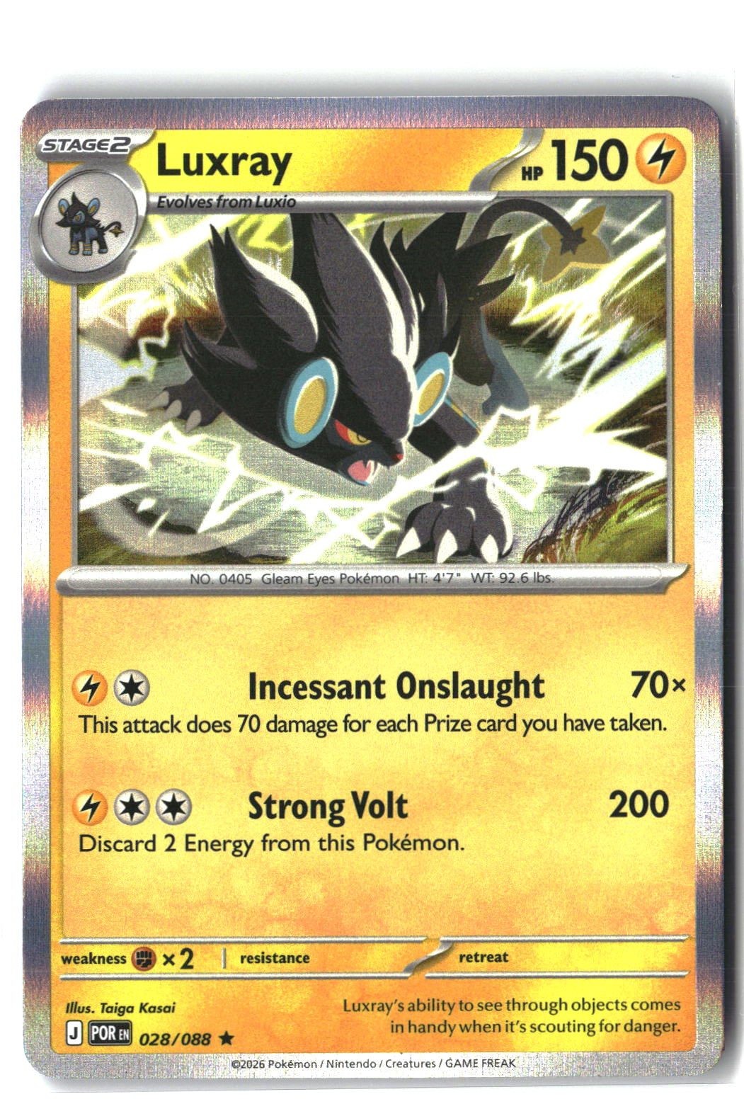 Luxray Holofoil NM (Perfect Order 028/088)