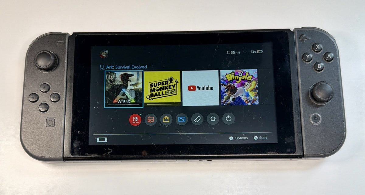 Nintendo Switch Console Bundle Black w/ Black Joy-Cons Dock HDMI Charger Tested