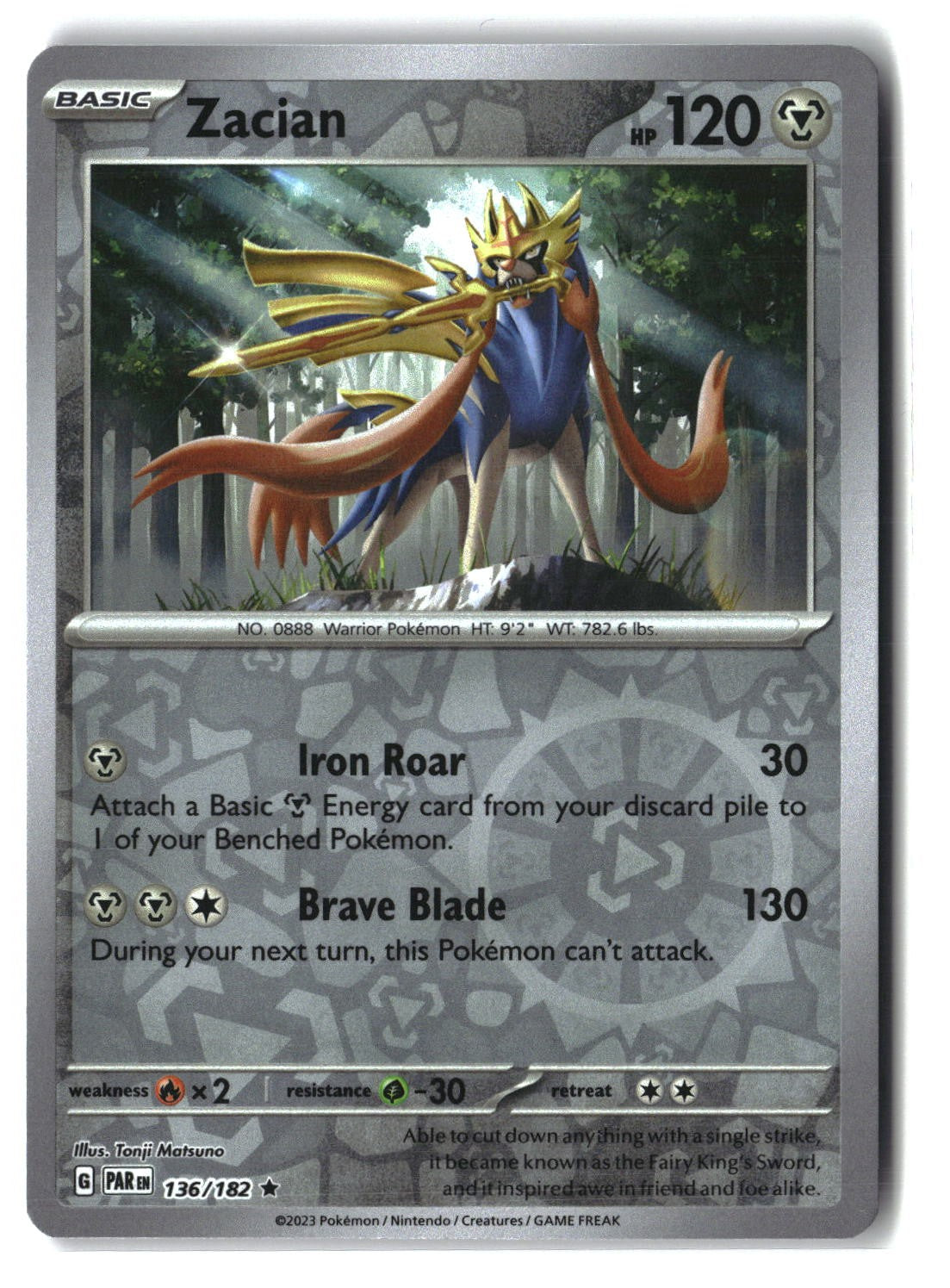 Zacian Reverse Holofoil NM (Paradox Rift 136/182)