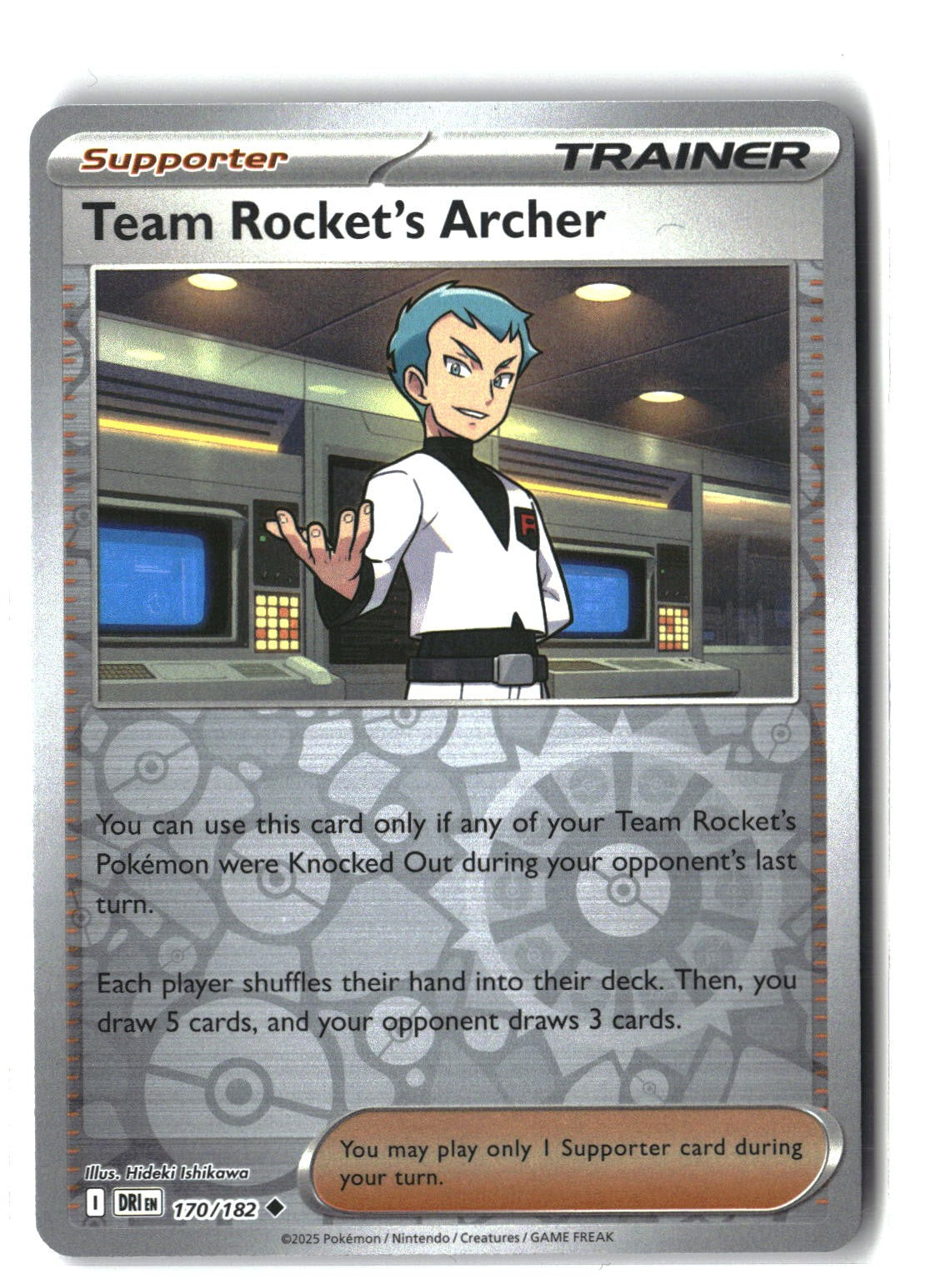Team Rocket's Archer Reverse Holofoil NM (Destined Rivals 170/182)