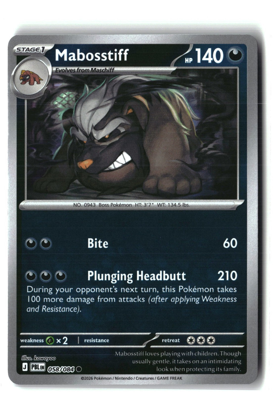 Mabosstiff Reverse Holofoil NM (Pitch Black 058/084)