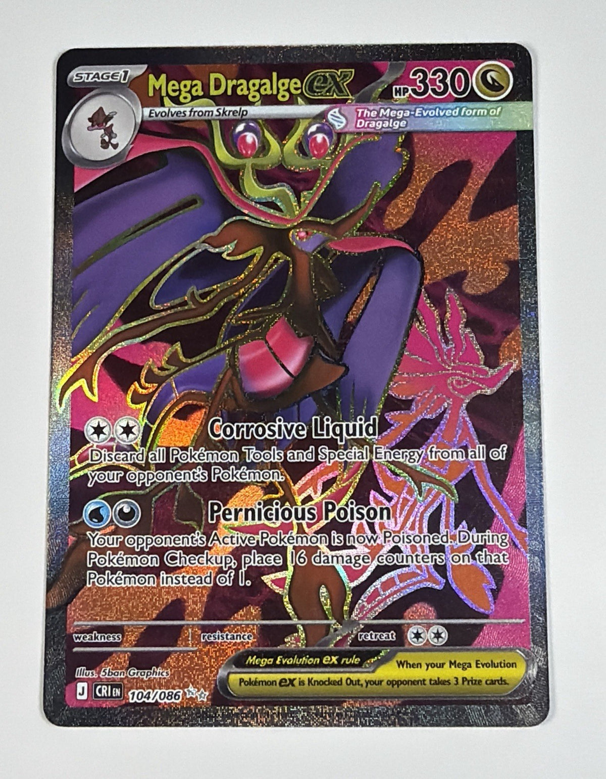 Pokemon TCG - 104/086 - Mega Dragalge ex - Chaos Rising Near Mint NM