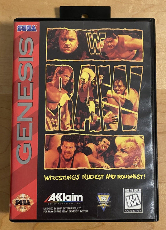 WWF Raw (Sega Genesis, 1994) CIB W/ Manual, Authentic, Cleaned, & Tested