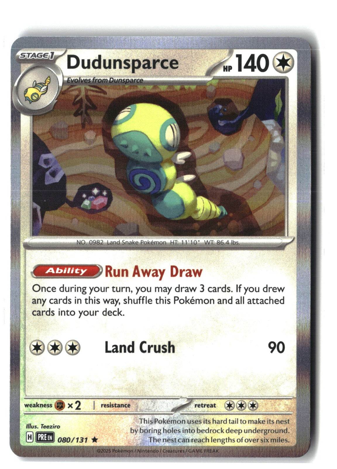Dudunsparce Holofoil NM (SV: Prismatic Evolutions 080/131)