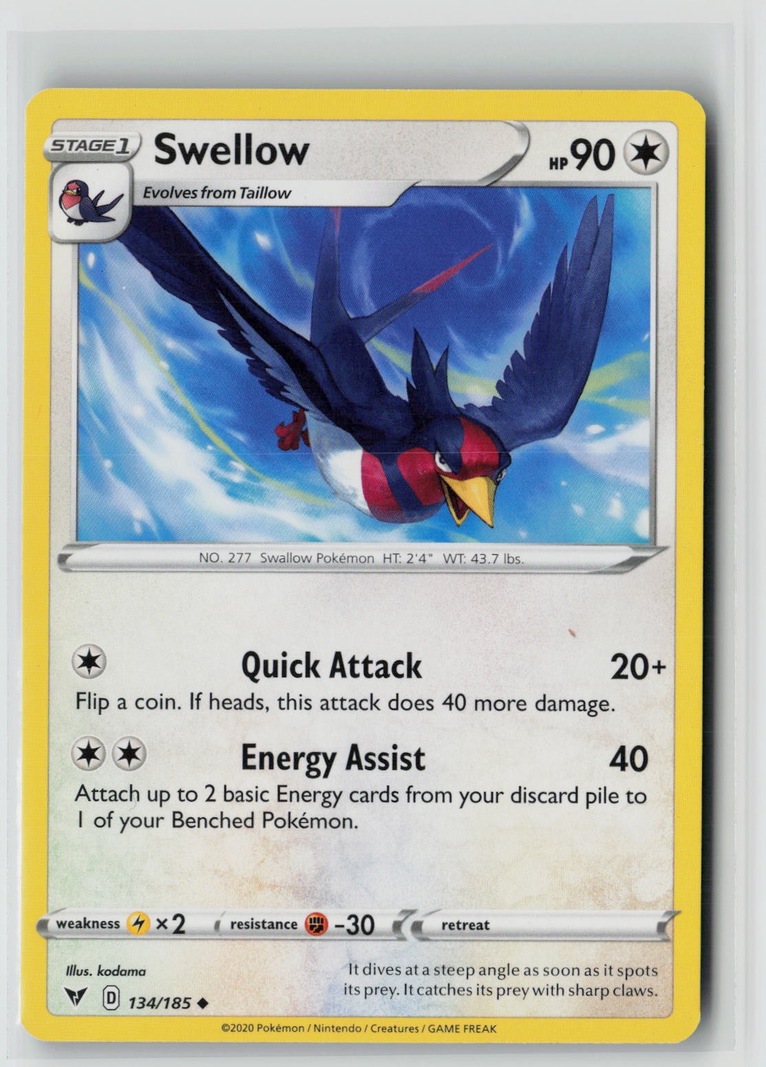 Swellow (SWSH04: Vivid Voltage 134/185) NM