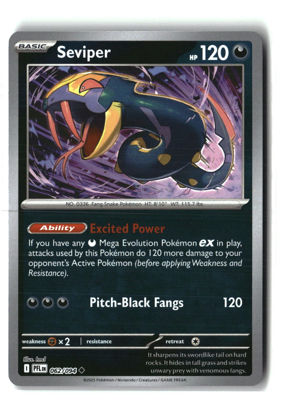 Seviper Reverse Holofoil NM (Phantasmal Flames 062/094)