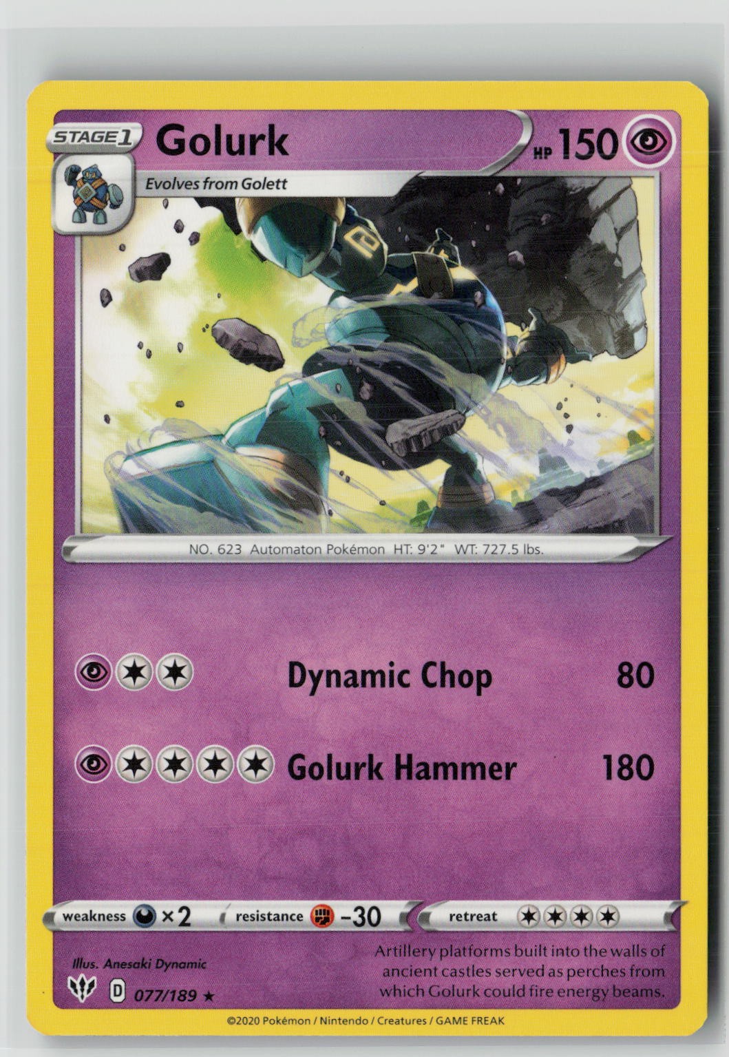 Golurk (SWSH03: Darkness Ablaze 077/189) NM
