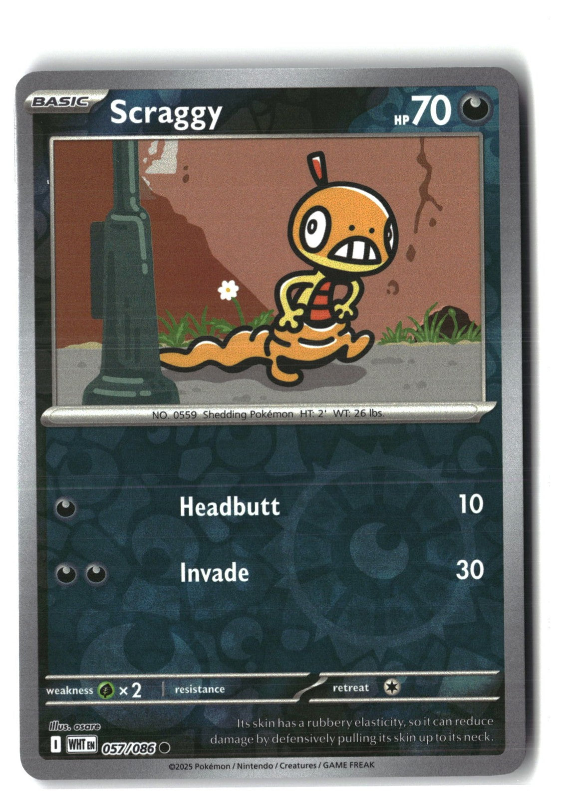 Scraggy Reverse Holofoil NM (SV: White Flare 057/086)