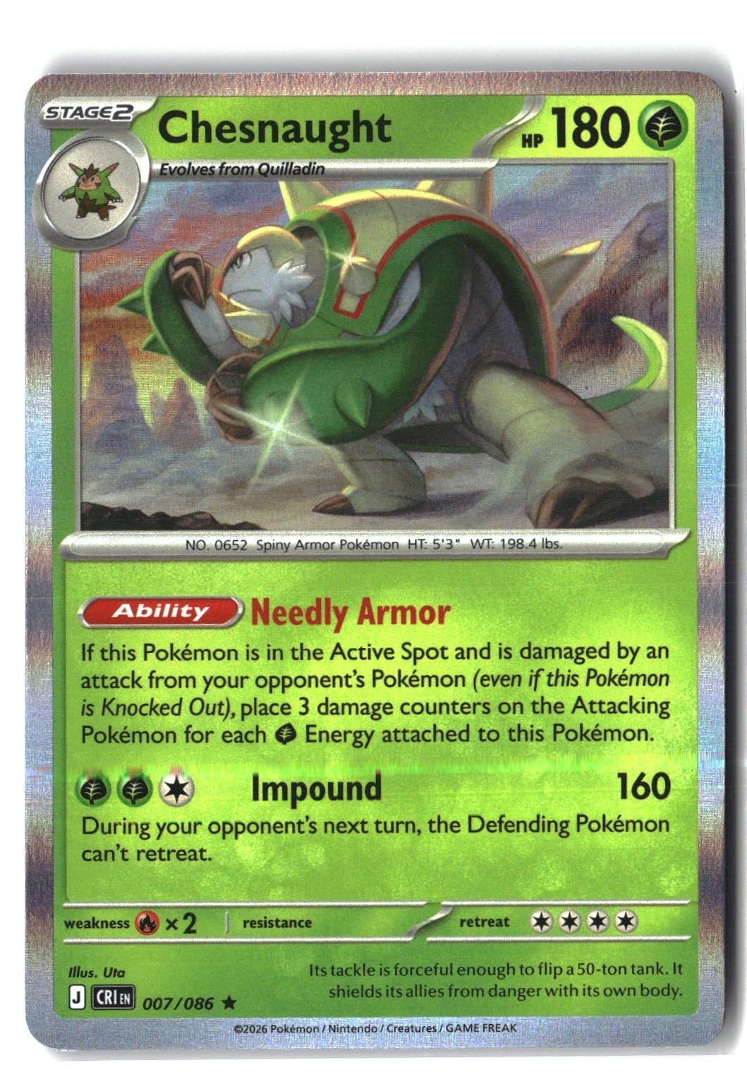 Chesnaught Holofoil NM (Chaos Rising 007/086)