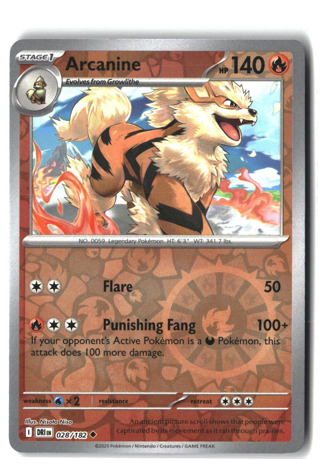 Arcanine Reverse Holofoil NM (Destined Rivals 028/182)