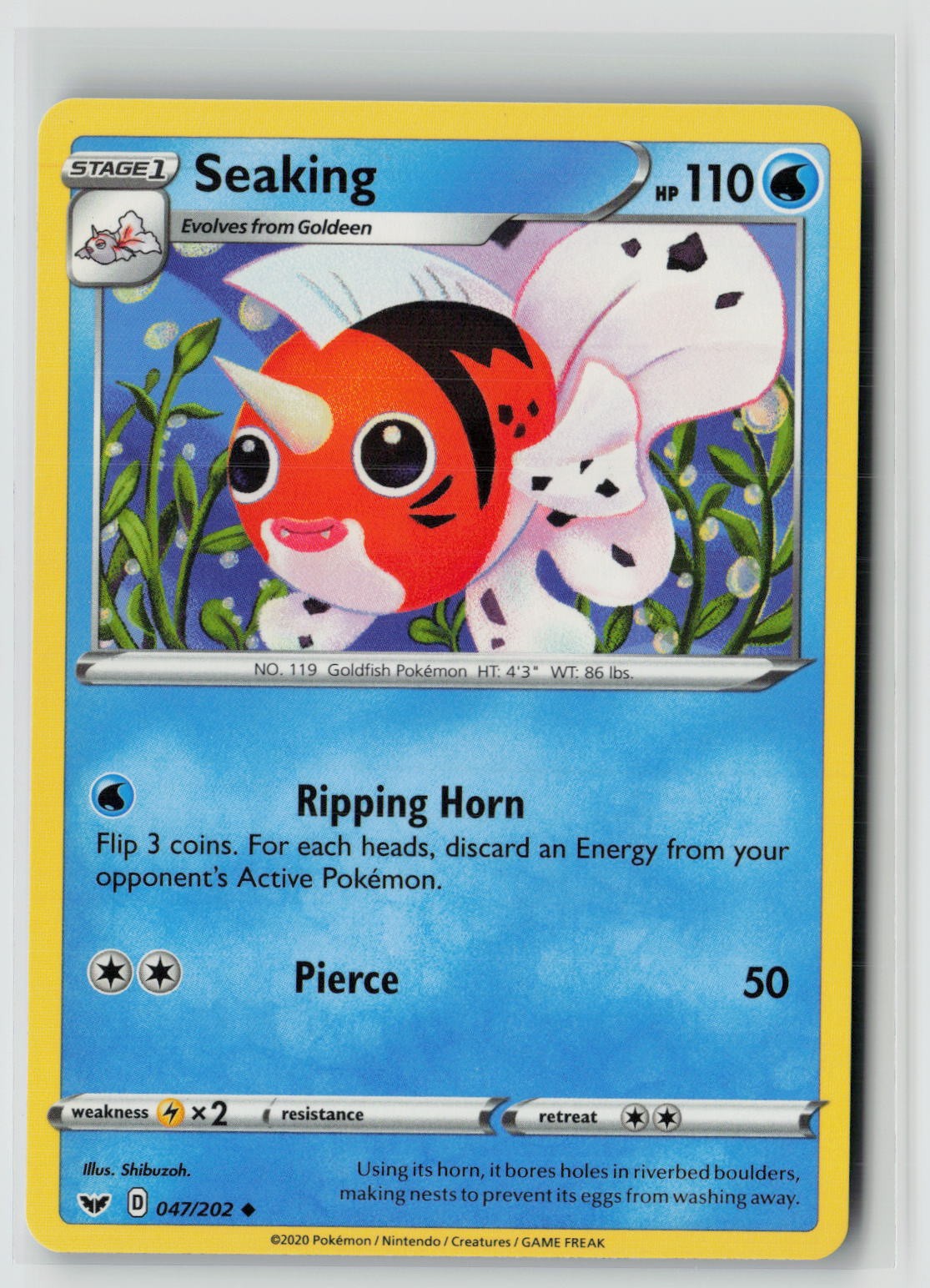 Seaking (SWSH01: Sword & Shield Base Set 047/202) NM