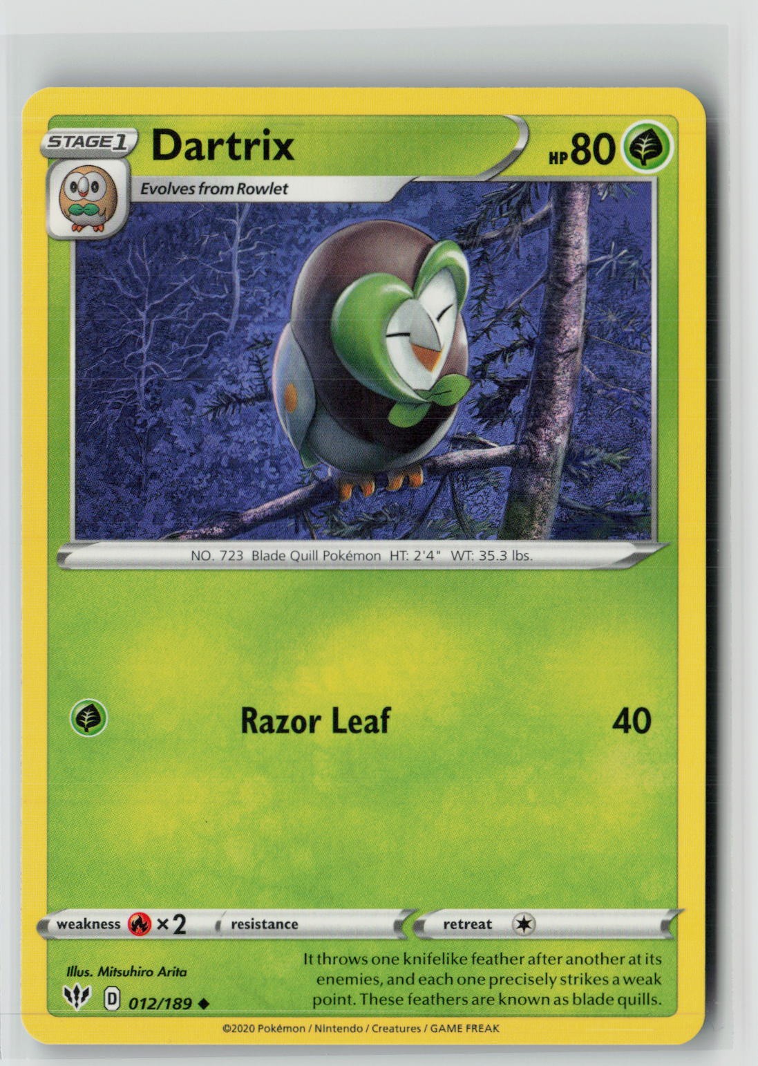 Dartrix (SWSH03: Darkness Ablaze 012/189) NM