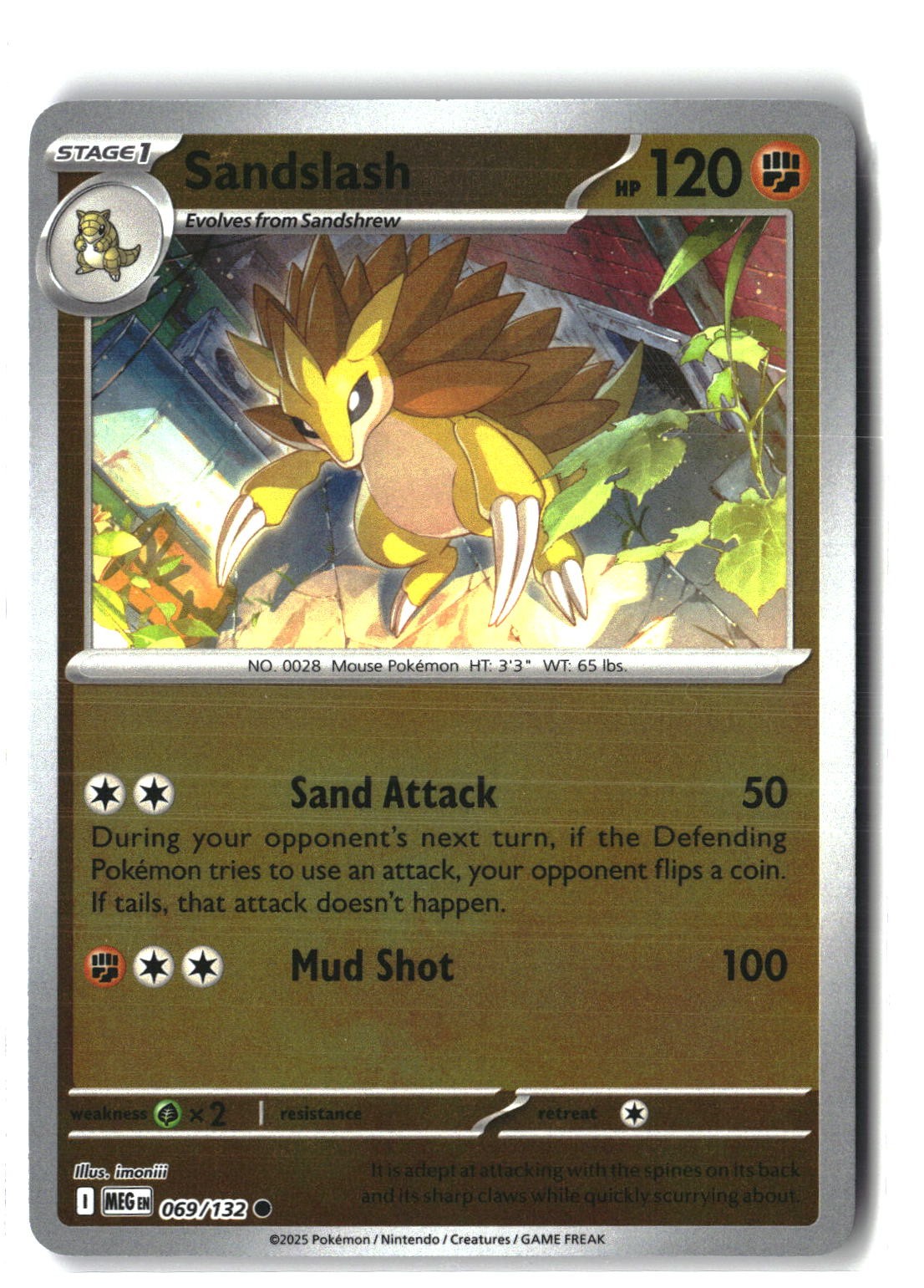 Sandslash Reverse Holofoil NM (Mega Evolution 069/132)