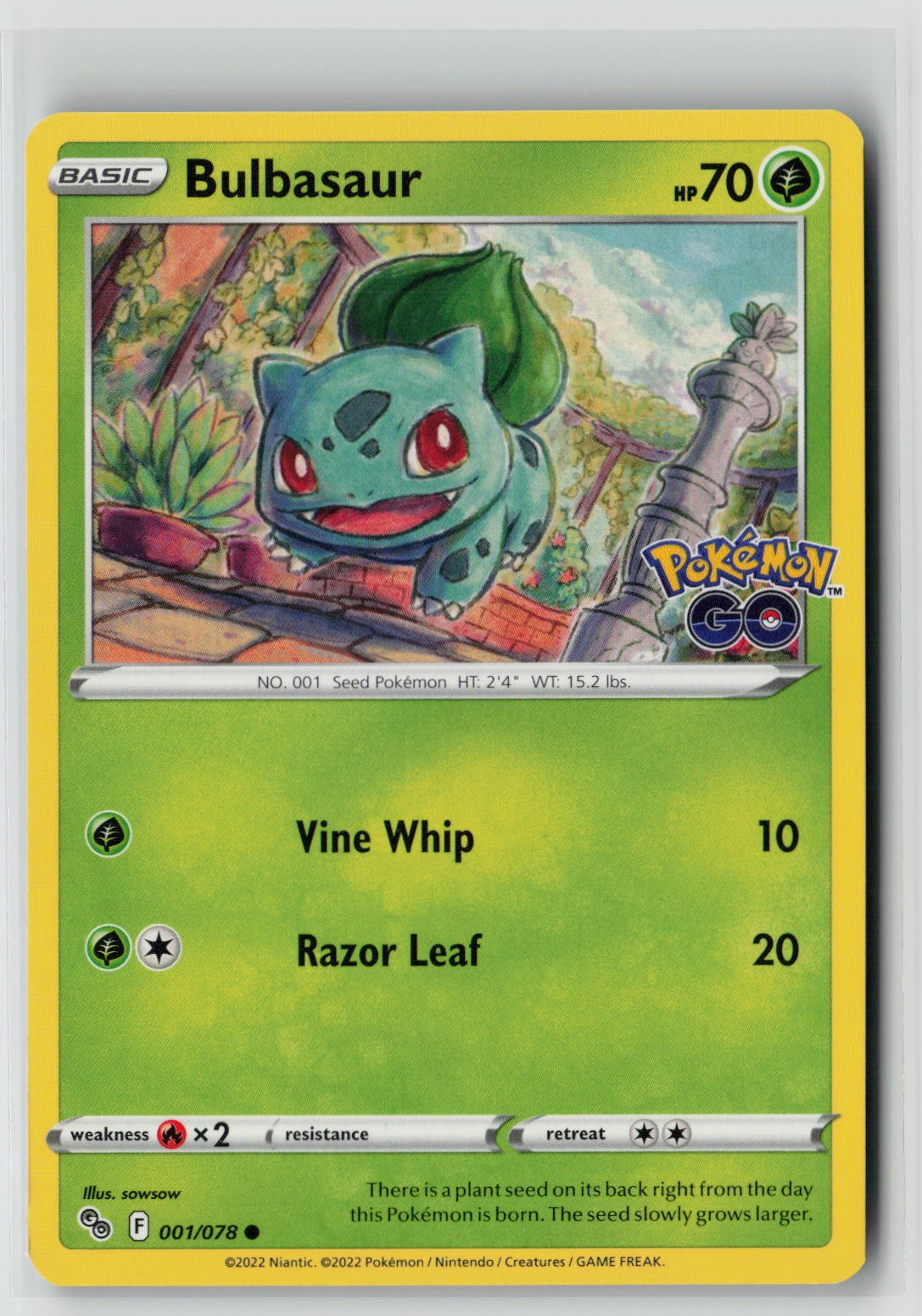 Bulbasaur (Pokemon GO 001/078) NM