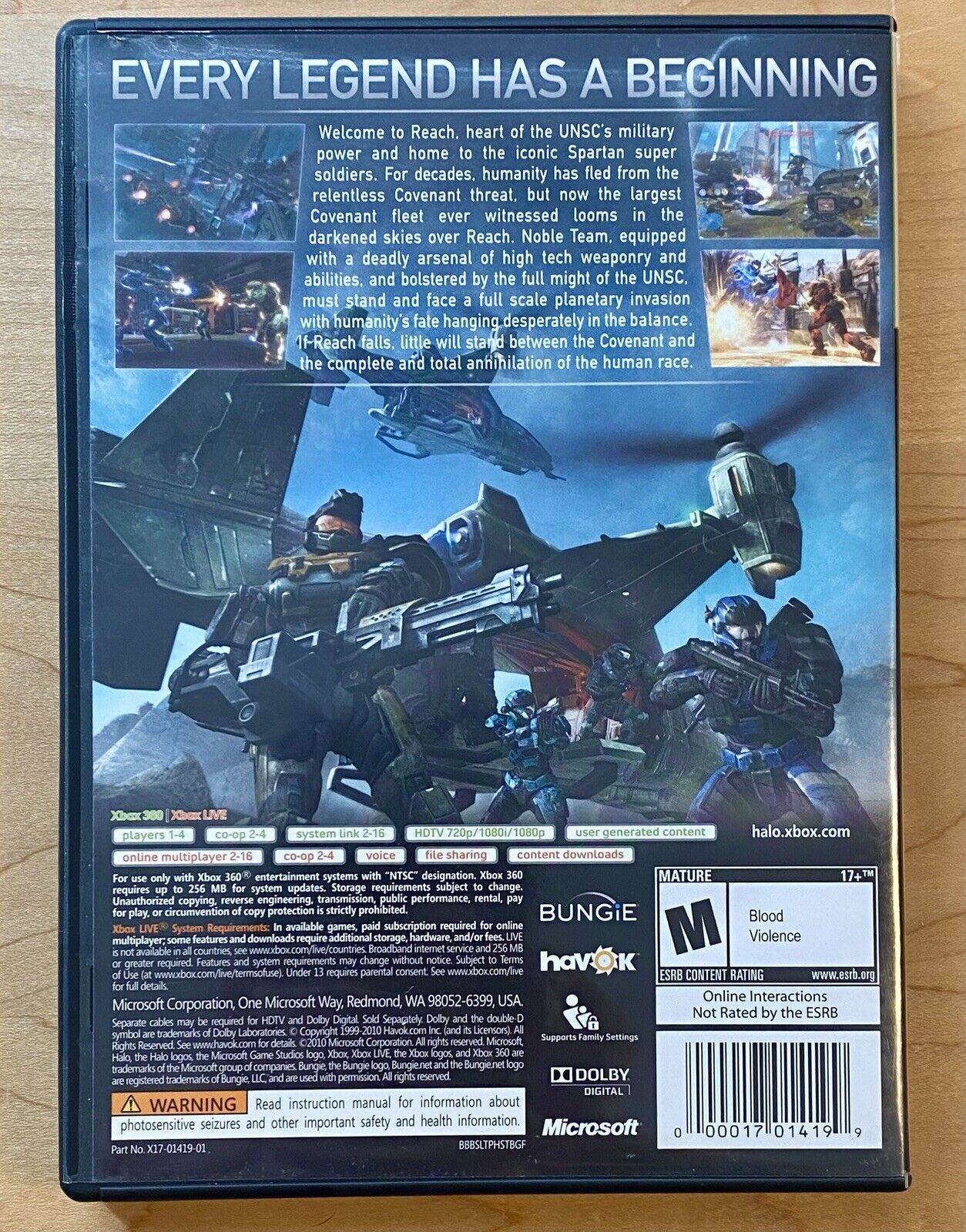 Halo Reach (Microsoft Xbox 360, 2010) CIB W/Manual Tested & Working!