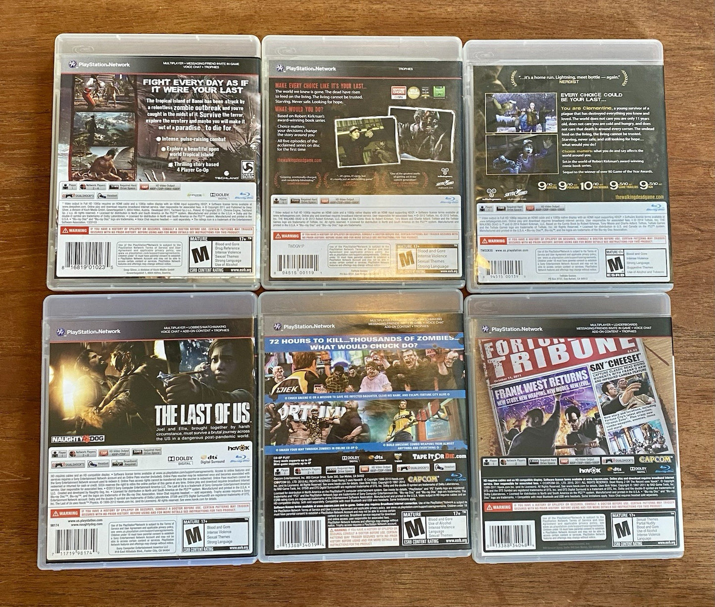 Sony PlayStation 3 PS3 Bundle Lot of 6 Zombie Games Tested Walking Dead & More!