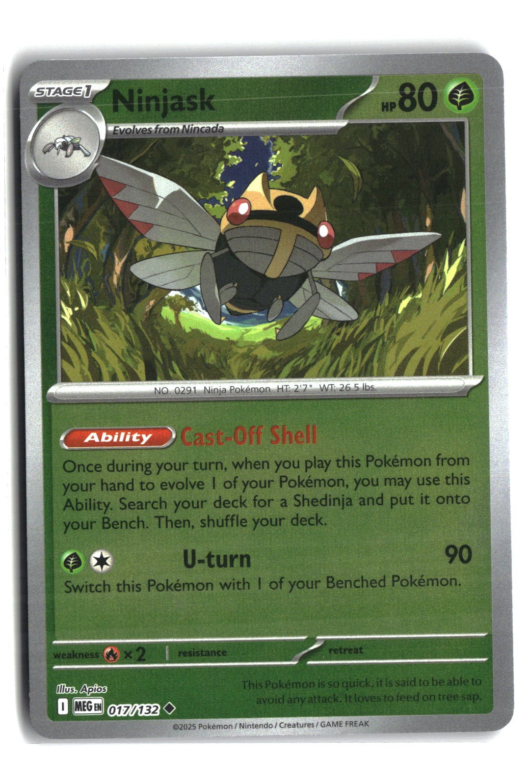 Ninjask Reverse Holofoil NM (Mega Evolution 017/132)