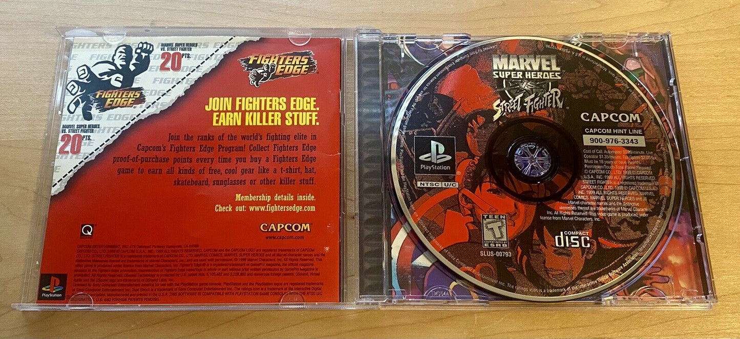 Marvel Super Heroes vs. Street Fighter (PlayStation  PS1, 1999) CIB W/ Reg Card