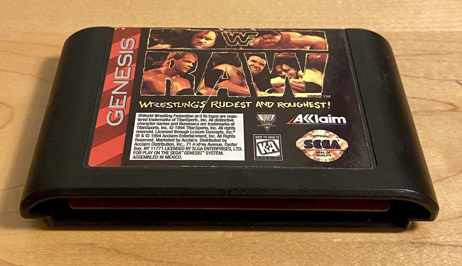 WWF Raw (Sega Genesis, 1994) CIB W/ Manual, Authentic, Cleaned, & Tested