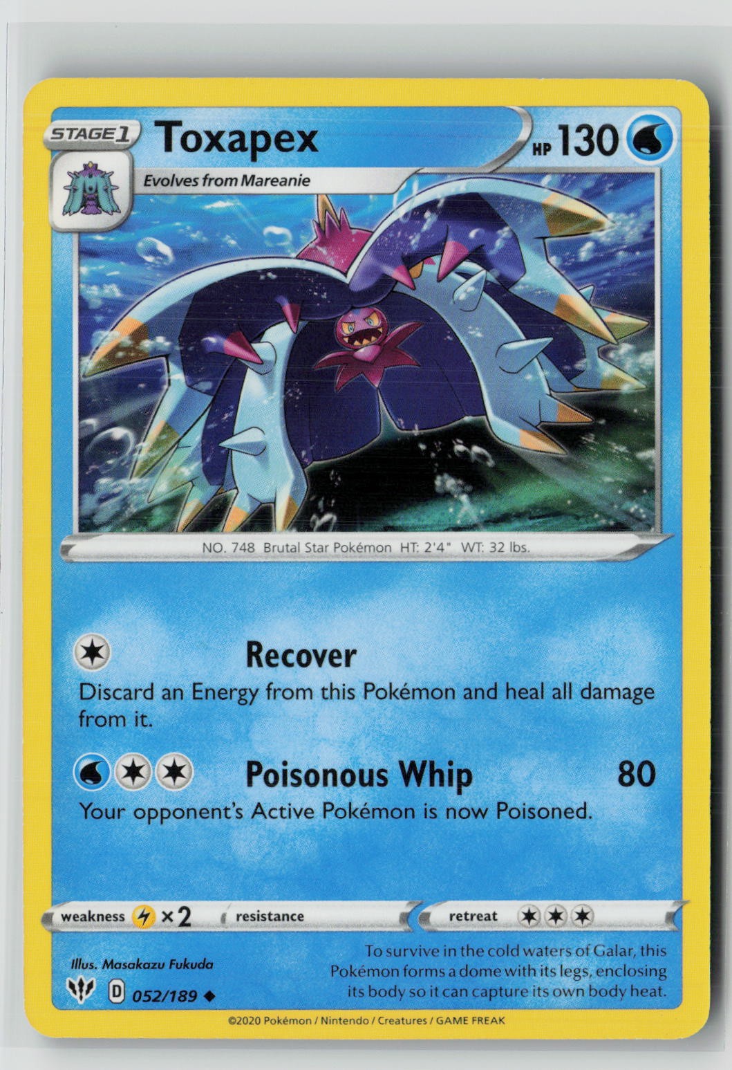 Toxapex (SWSH03: Darkness Ablaze 052/189) NM