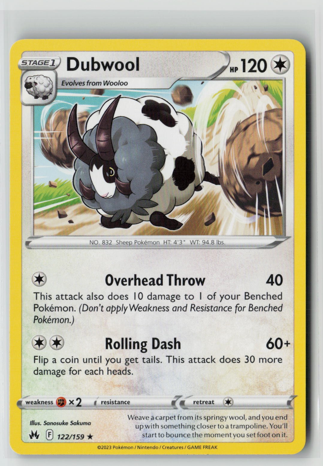 Dubwool (SWSH: Crown Zenith 122/159) NM