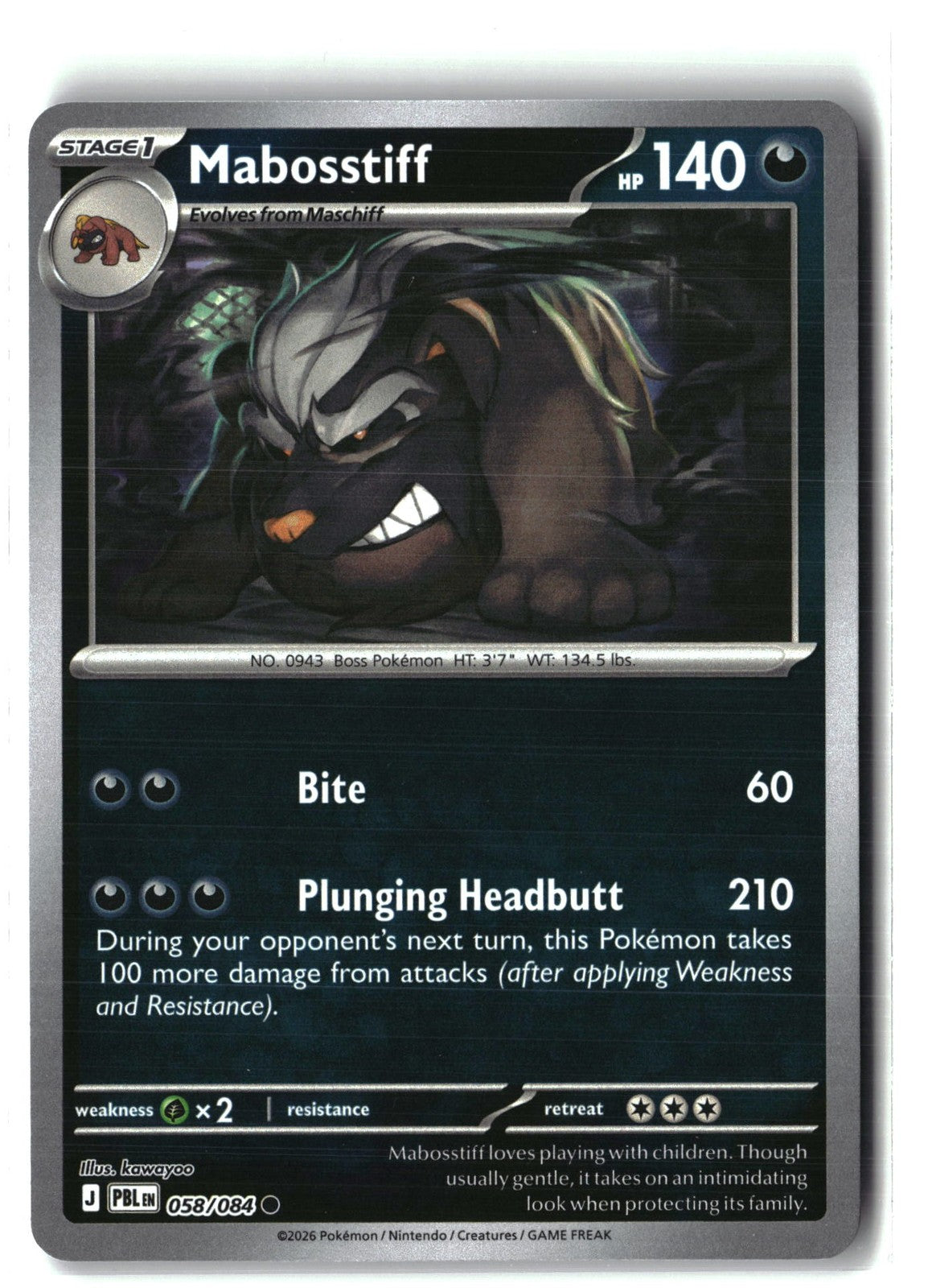 Mabosstiff Reverse Holofoil NM (Pitch Black 058/084)