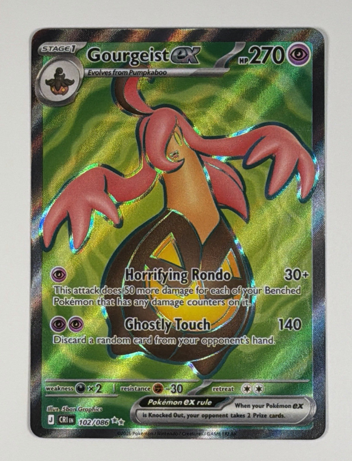 Pokemon Gourgeist ex 102/086 Chaos Rising Secret Rare Full Art NM Card