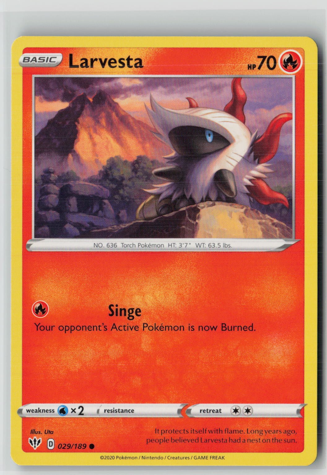 Larvesta (SWSH03: Darkness Ablaze 029/189) NM